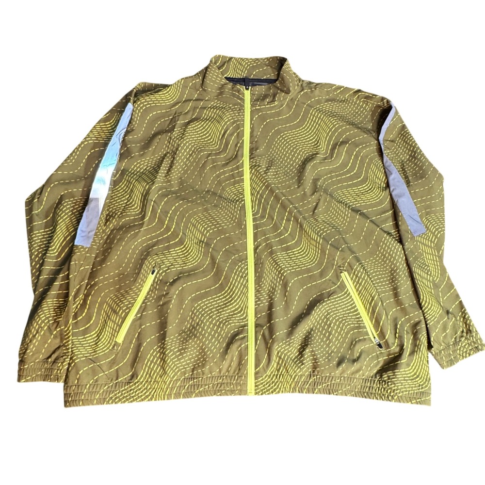 TomboyX Activewear Set Olive Chartreuse Wave Windbreaker Leggings Womens 3XL 4XL